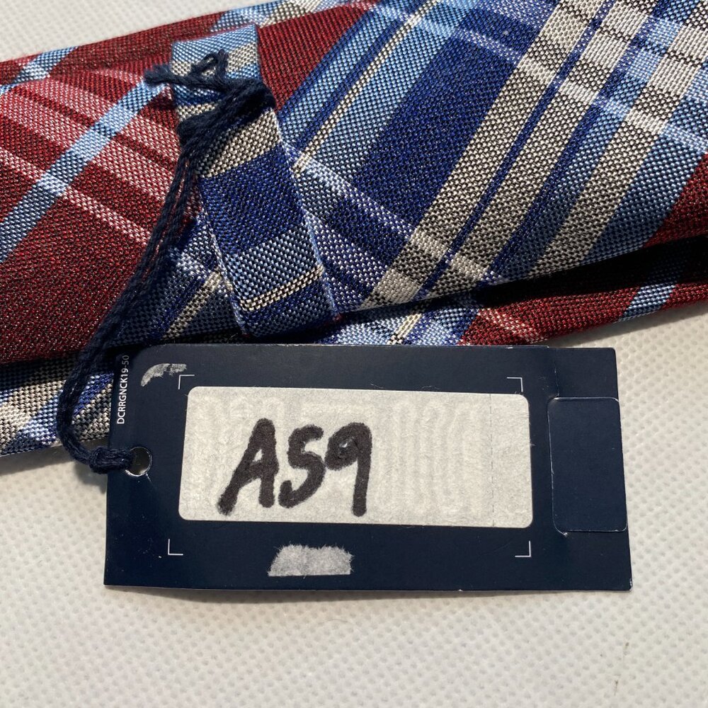 NEW Mens Italy Made Cremieux Neck Tie Silk Viscose Blue Navy Plaid MSRP $60 -A59 - Picture 7 of 7
